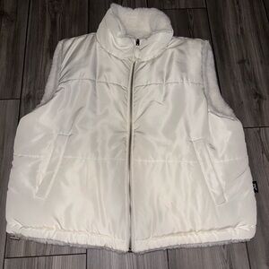 Women’s Reversible White Puffer Vest